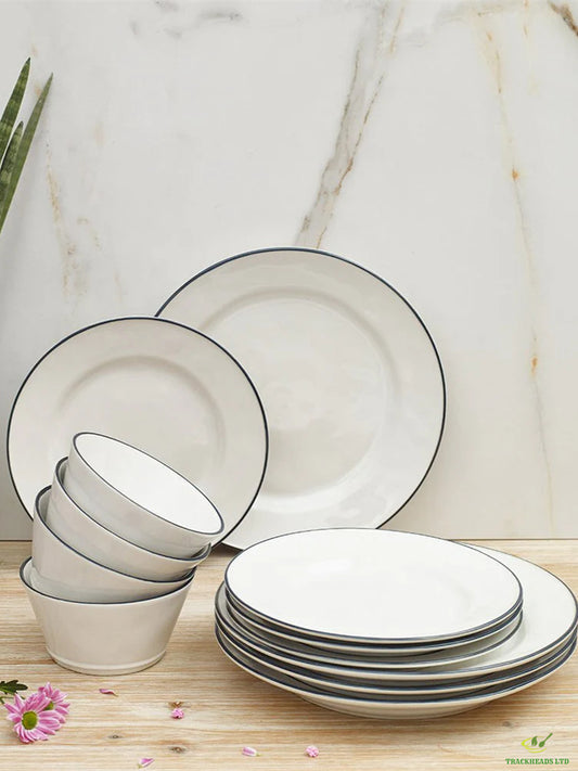 Blue rim 12-piece cutlery set